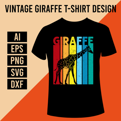 Vintage Giraffe T-Shirt Design cover image.