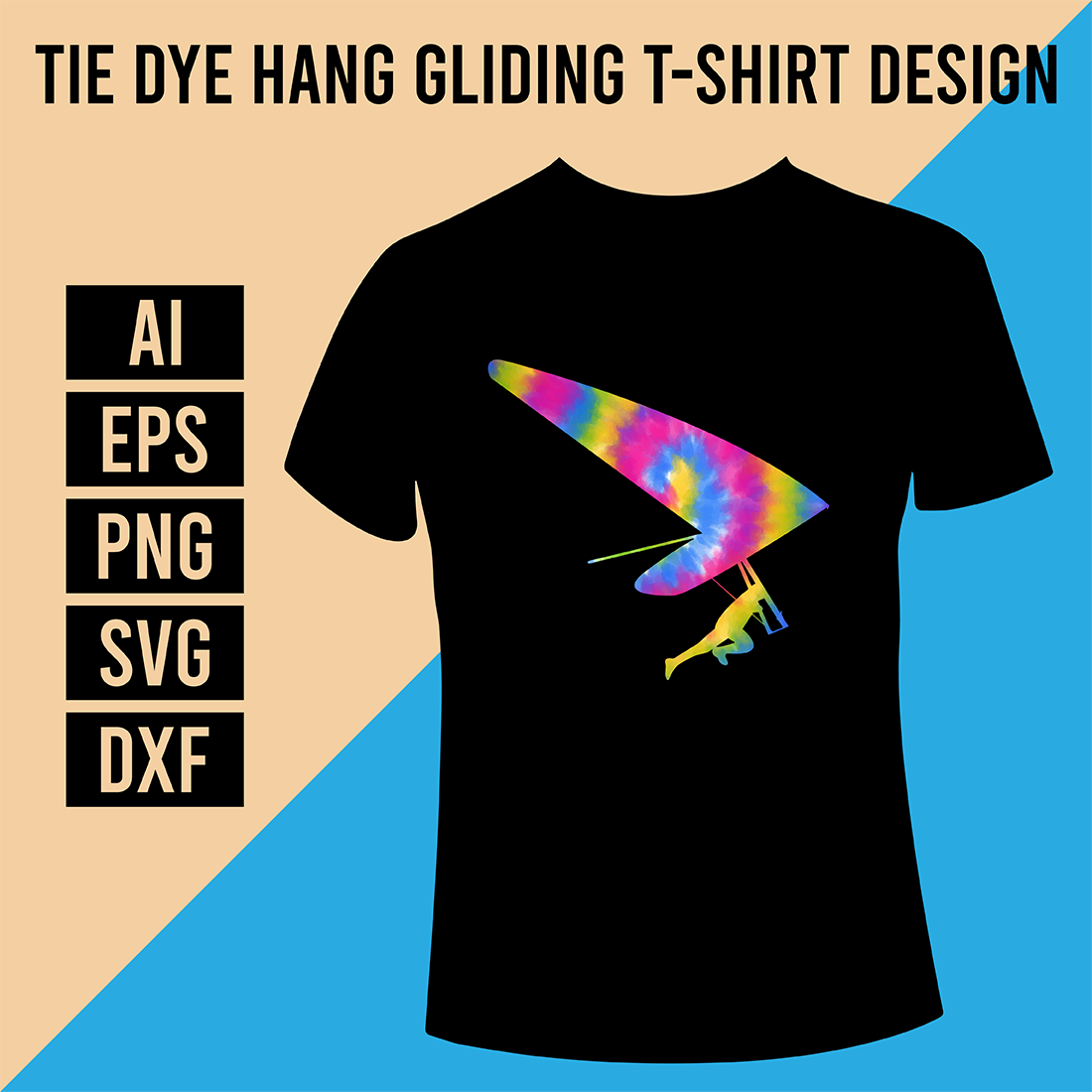 T - shirt design with a tie dye flying bird.