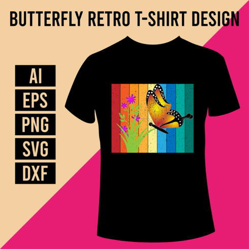 Butterfly Retro T-Shirt Design cover image.