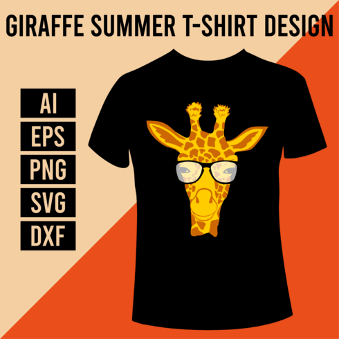 Giraffe Summer T-Shirt Design cover image.