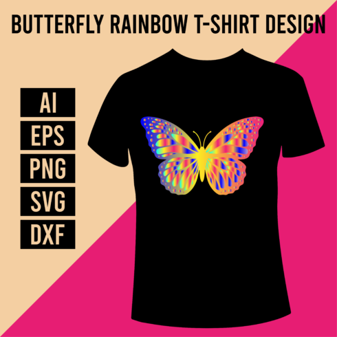 Butterfly Rainbow T-Shirt Design cover image.