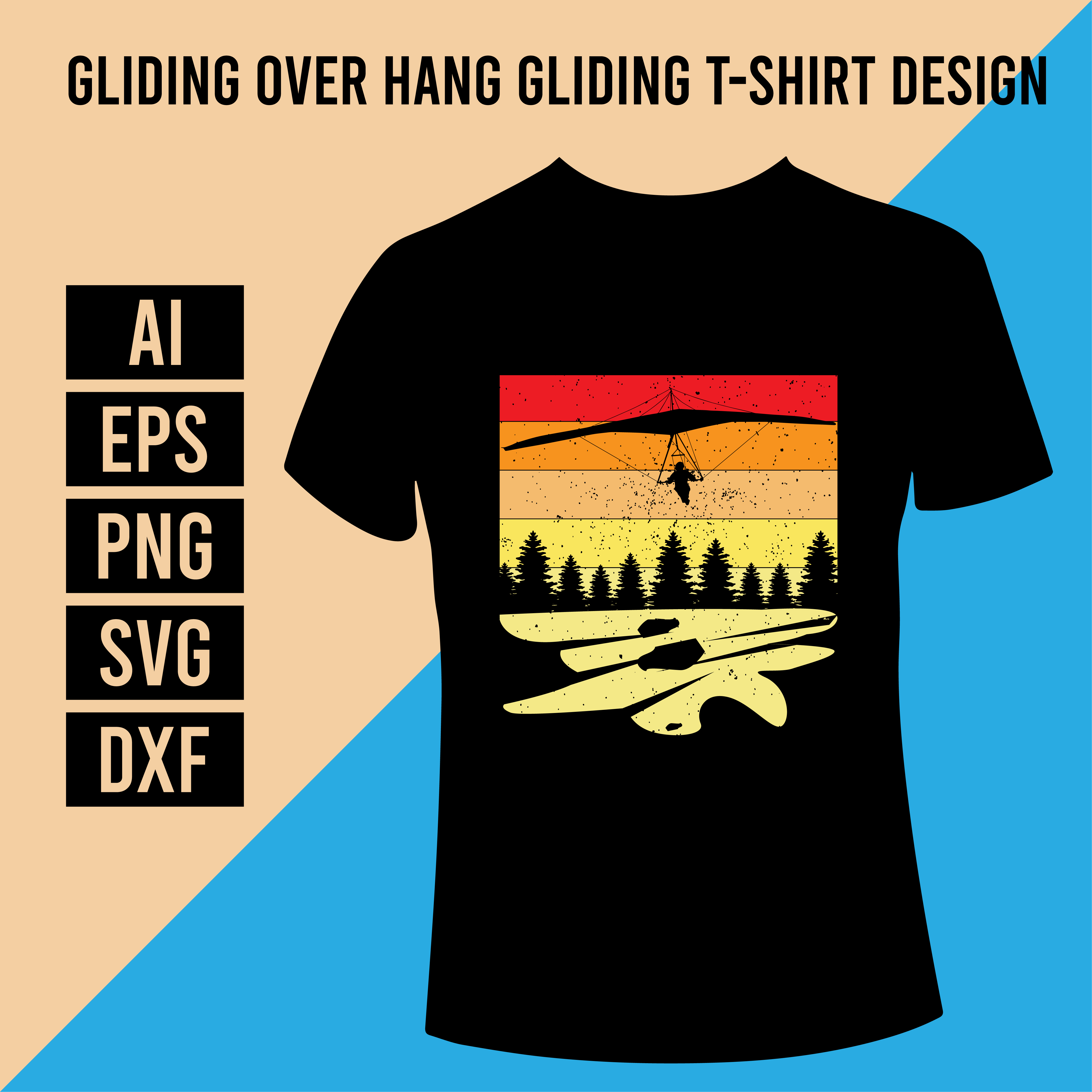 Gliding Over Hang Gliding T-Shirt Design cover image.