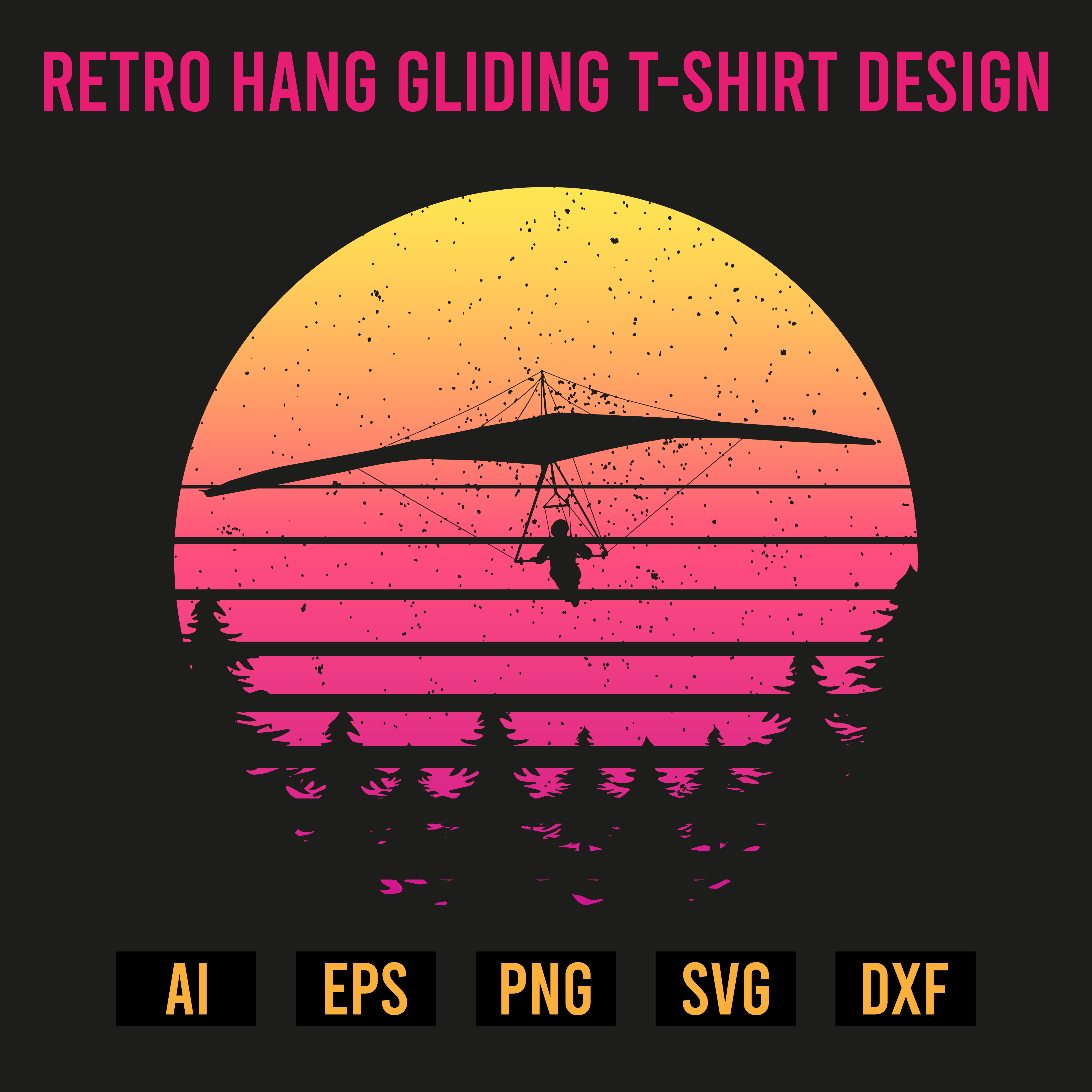 Retro Hang Gliding T-Shirt Design preview image.