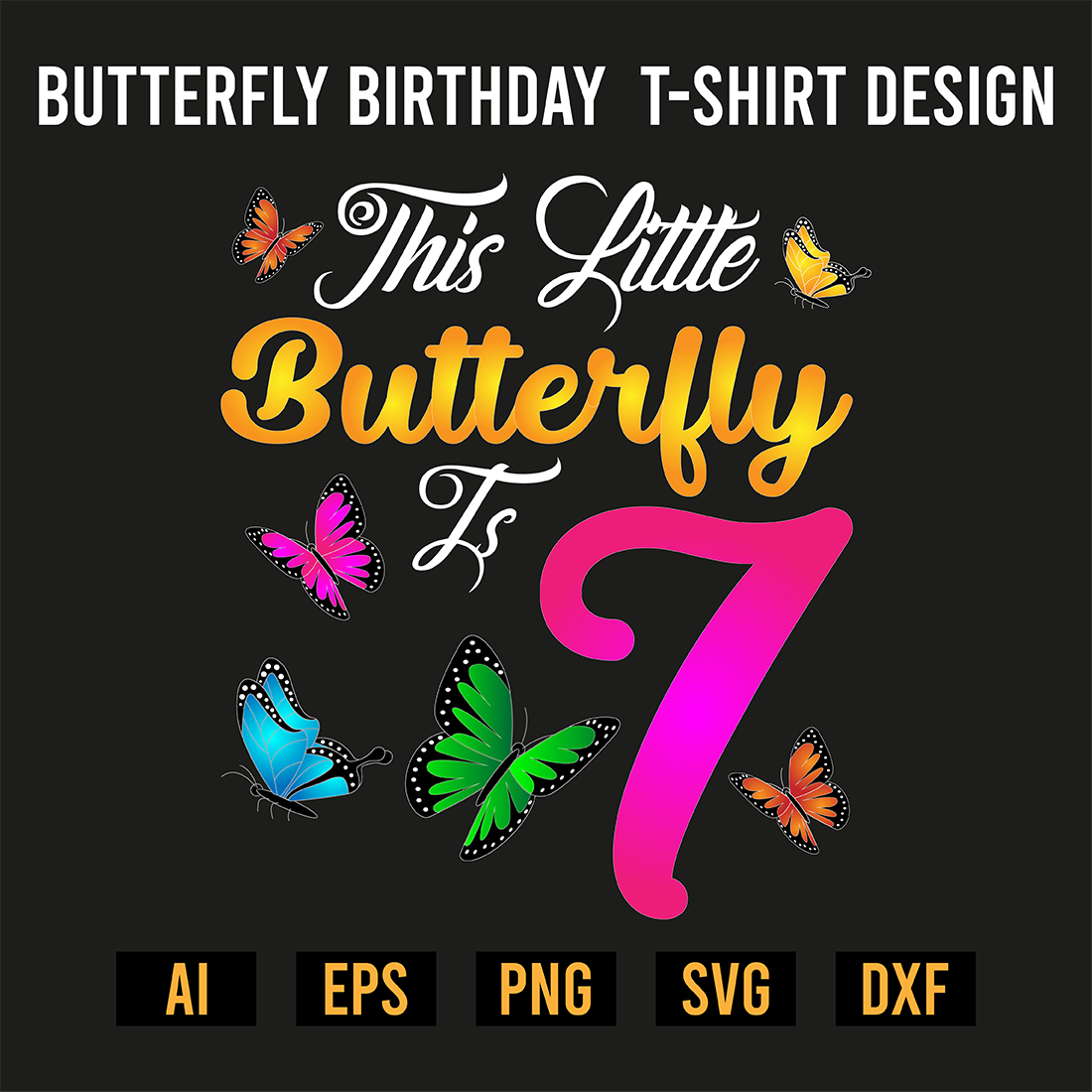 Butterfly Birthday T-Shirt Design preview image.