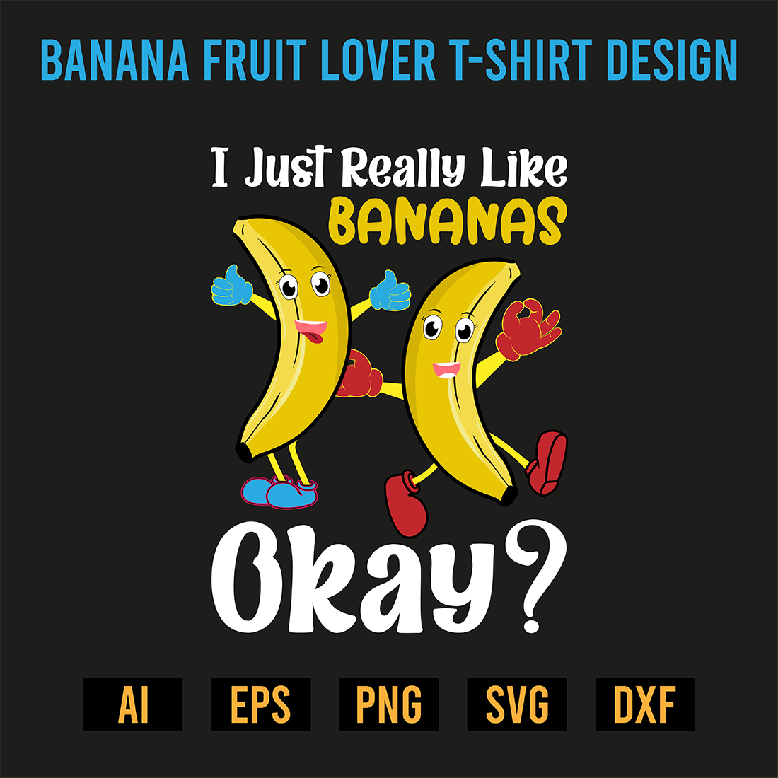 Banana Fruit Lover T-Shirt Design preview image.