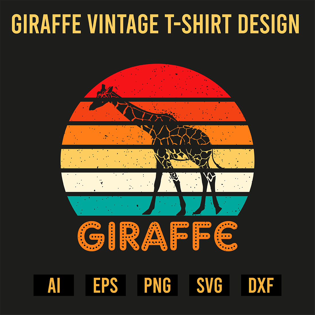 Giraffe Vintage T-Shirt Design preview image.
