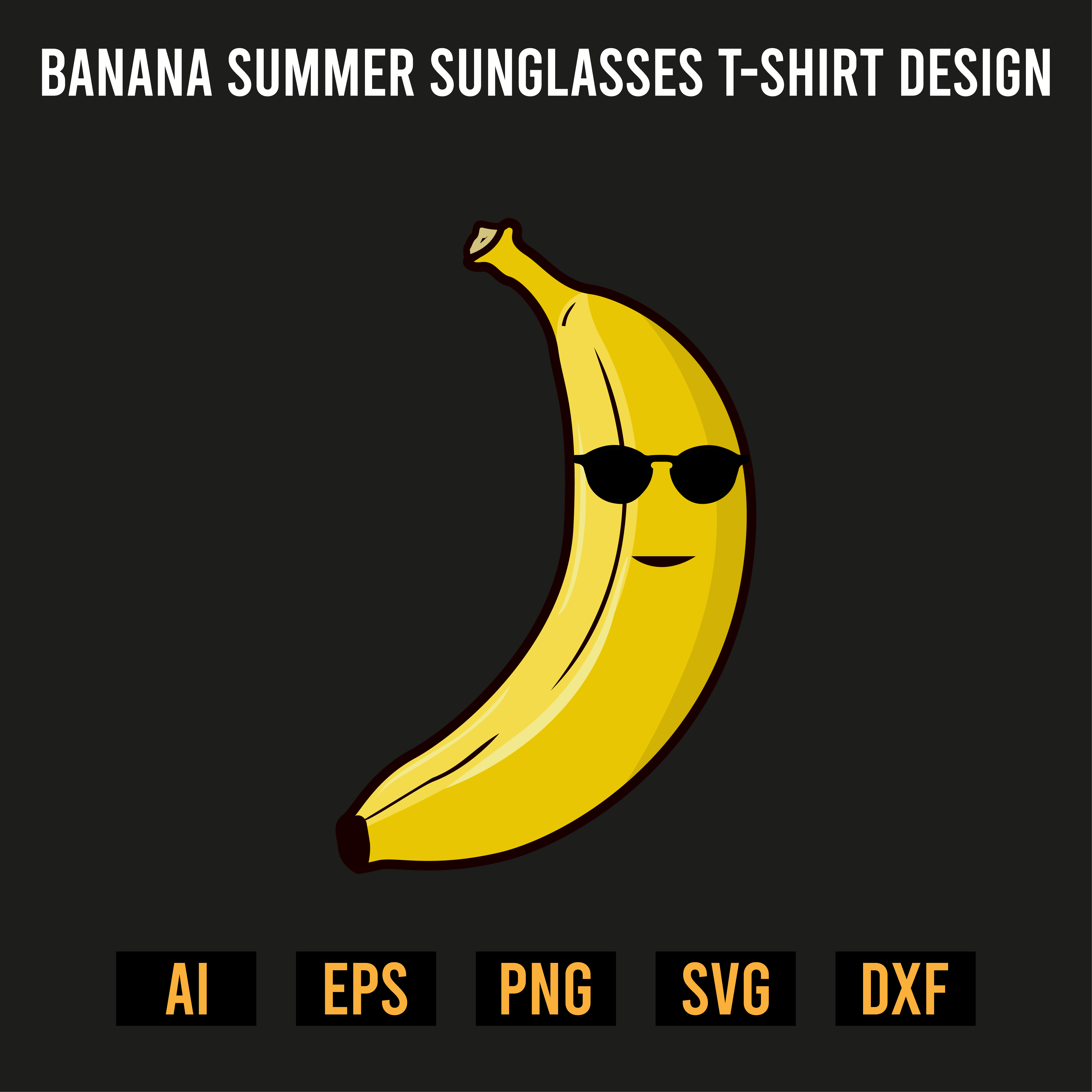 Banana Summer Sunglasses T-Shirt Design preview image.