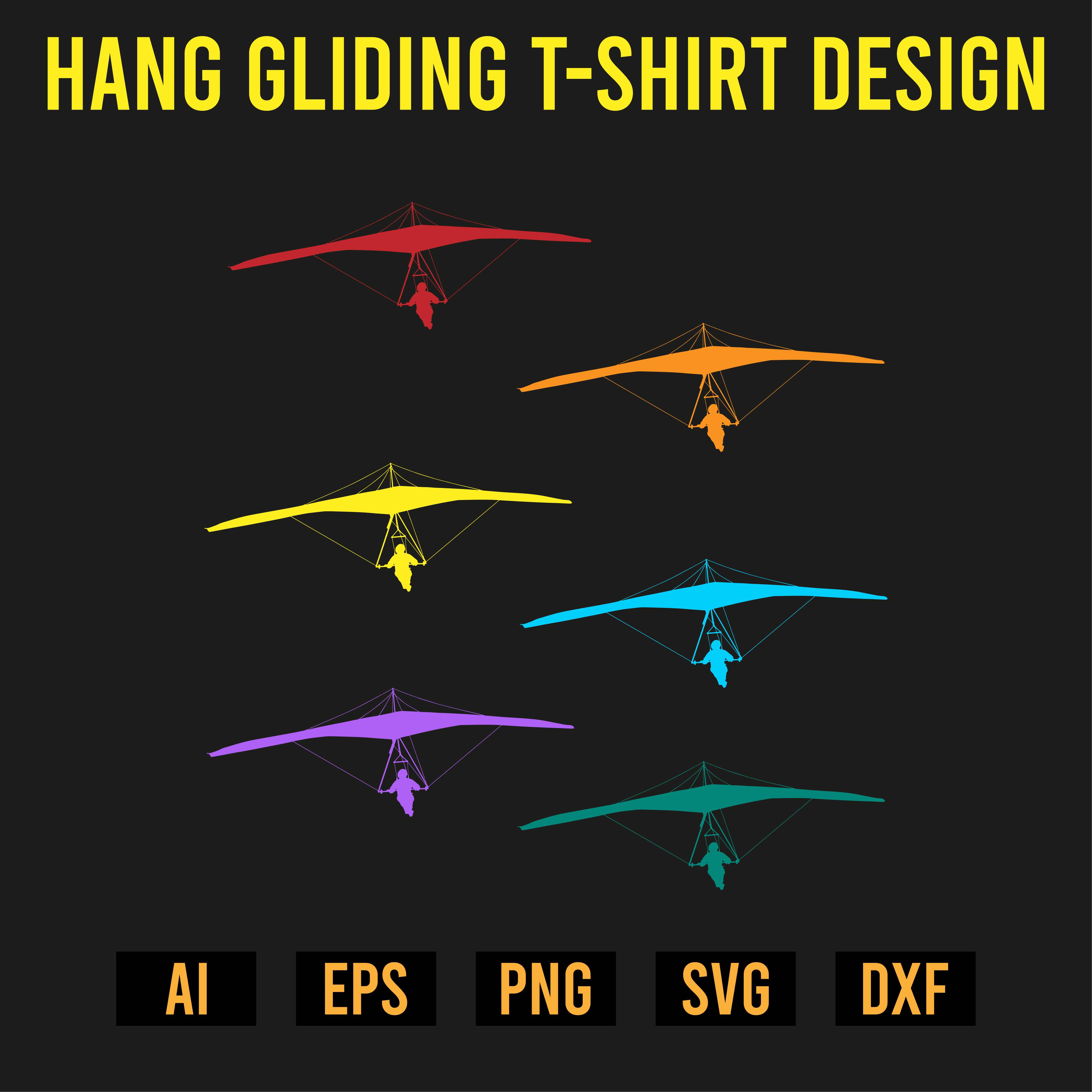 Hang Gliding T-Shirt Design preview image.