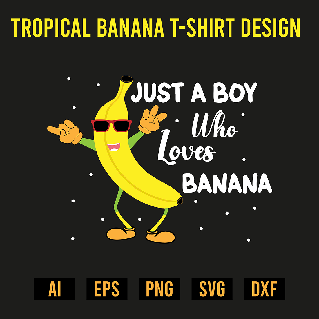 Tropical Banana T-Shirt Design preview image.