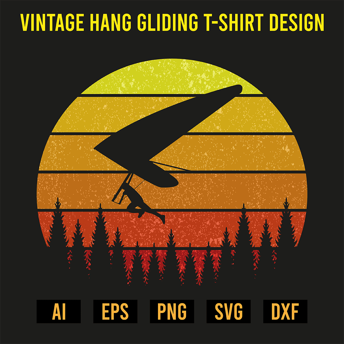 Vintage Hang Gliding T-Shirt Design preview image.