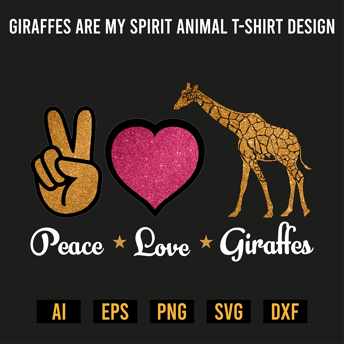 Peace Love Giraffes T-Shirt Design preview image.