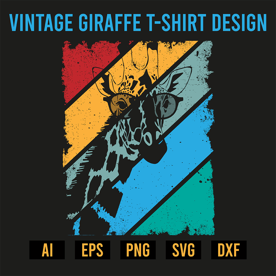 Vintage Giraffe T-Shirt Design preview image.