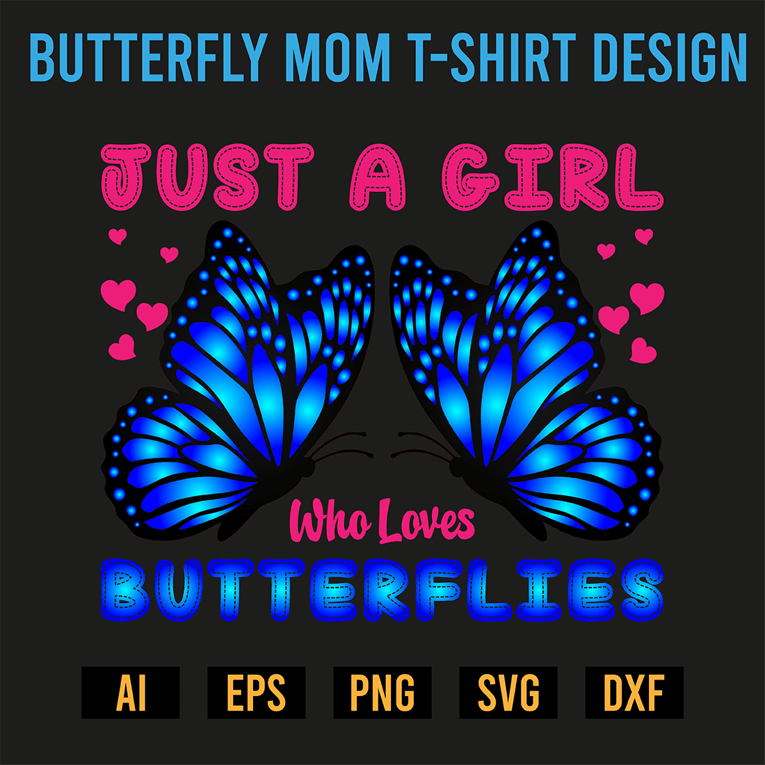 Butterfly Mom T-Shirt Design preview image.