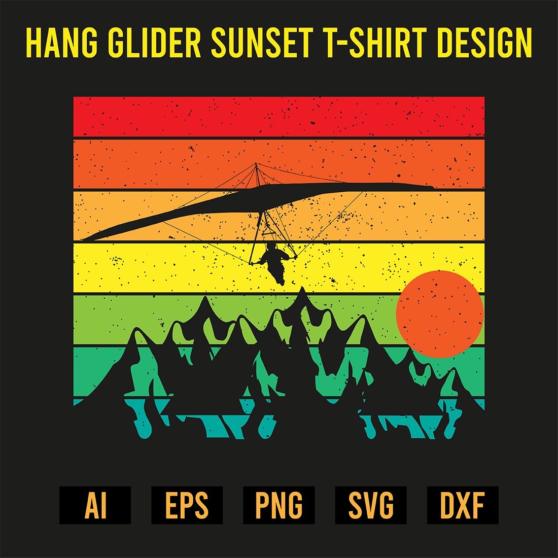Hang Glider Sunset T-Shirt Design preview image.