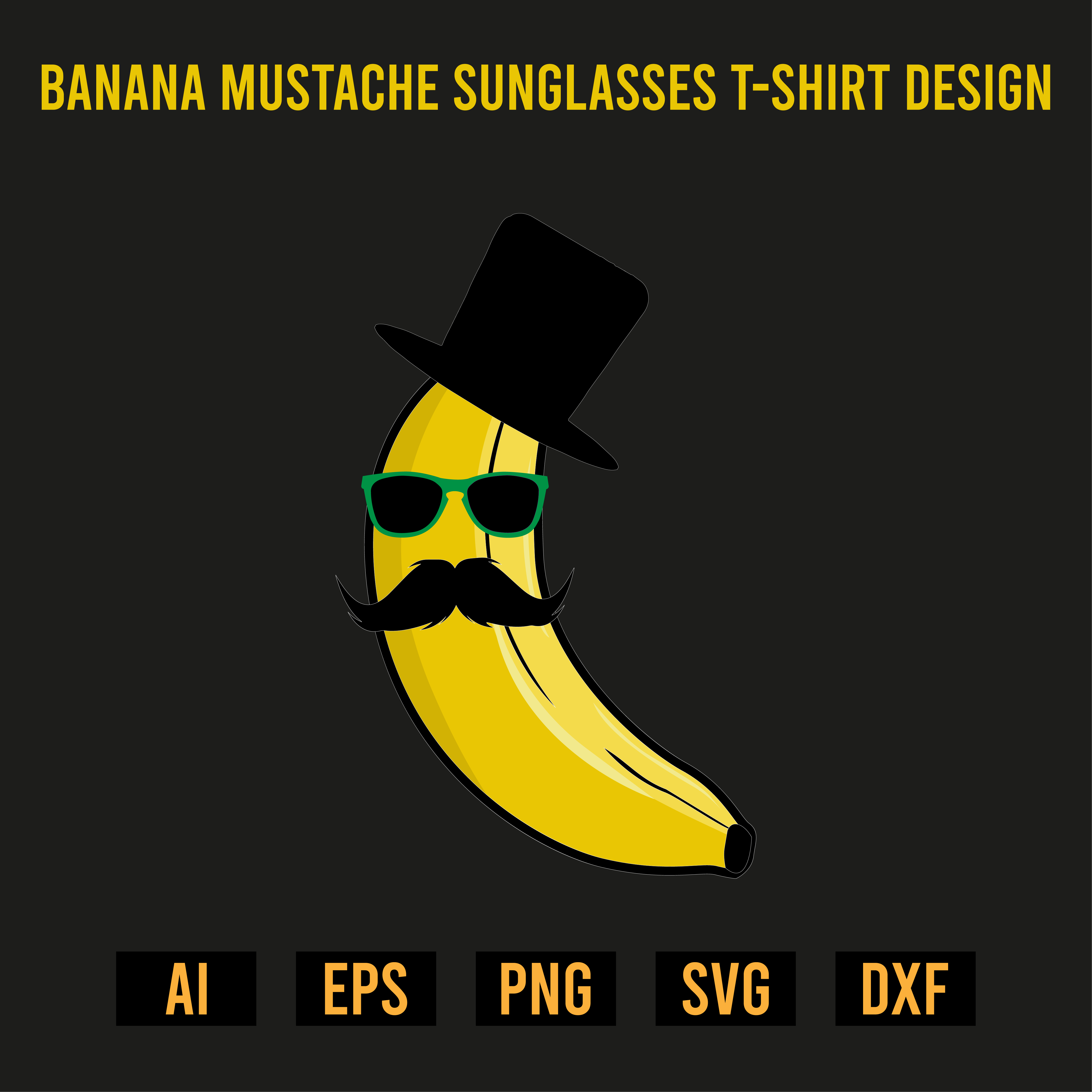 Banana Mustache Sunglasses T-Shirt Design preview image.