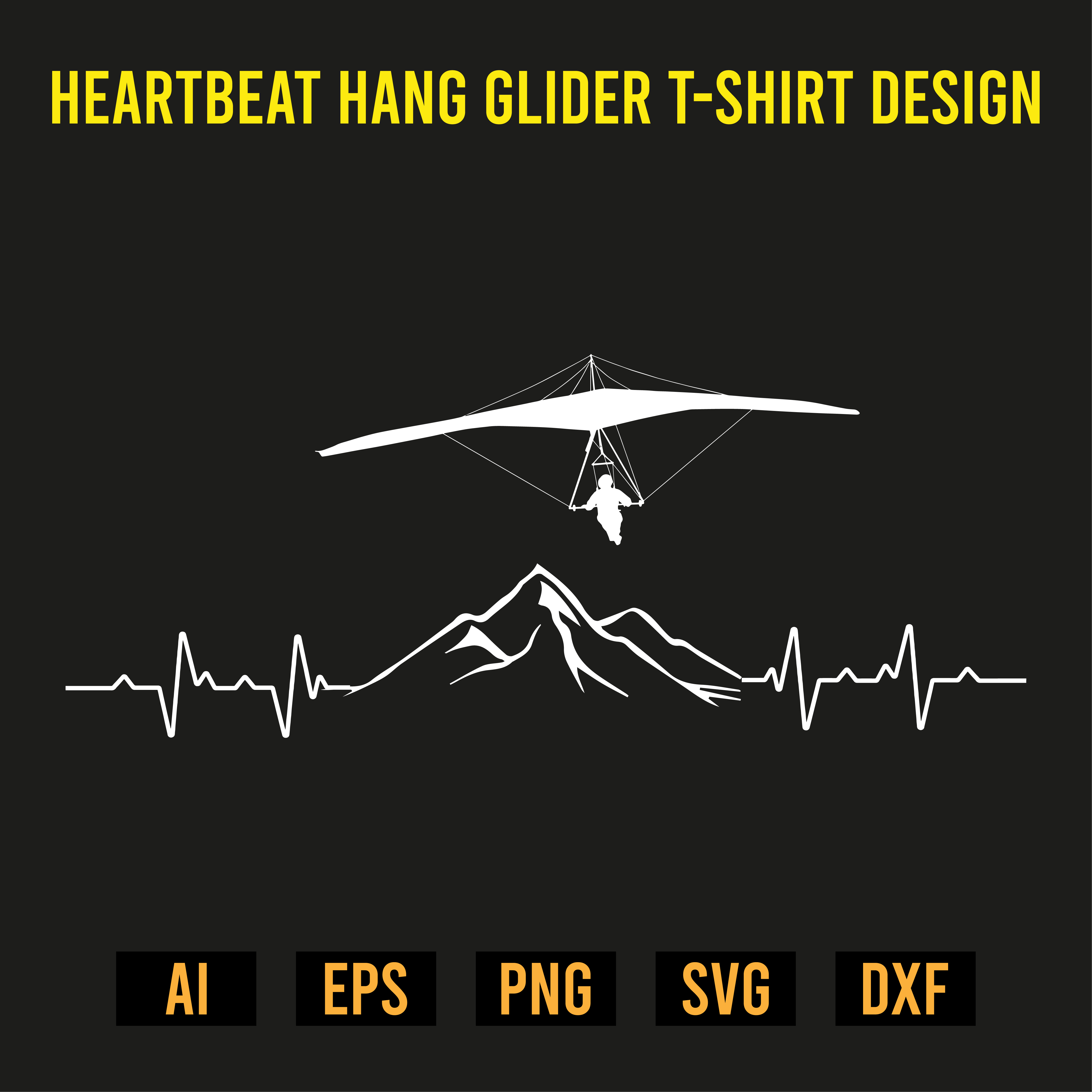 Heartbeat Hang Glider T-Shirt Design preview image.
