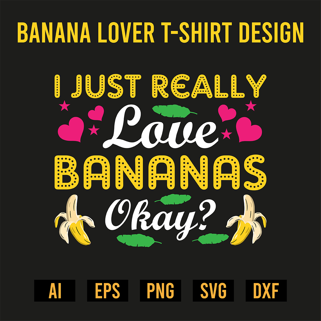 Banana Lover T-Shirt Design preview image.