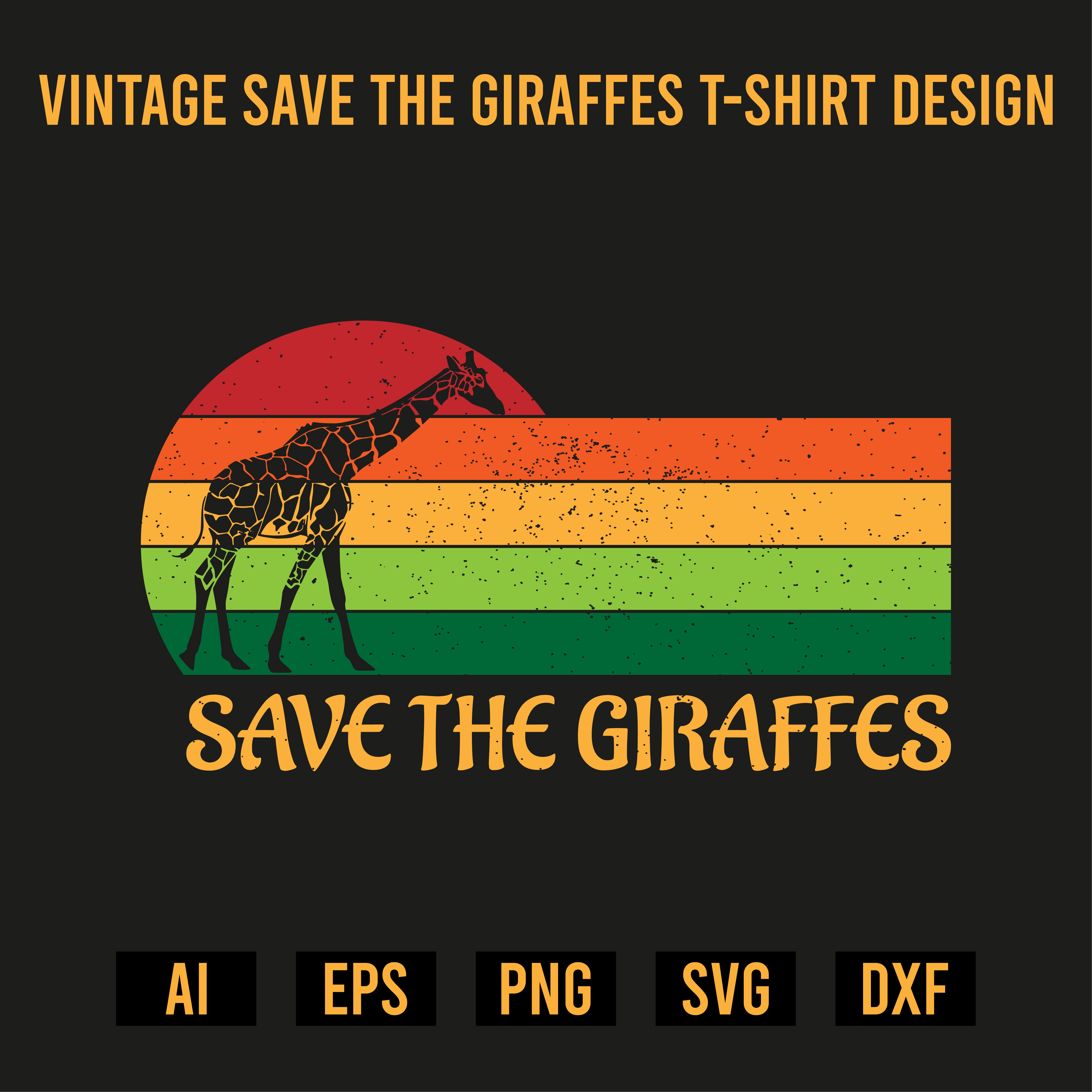 Vintage Save The Giraffes T-Shirt Design preview image.