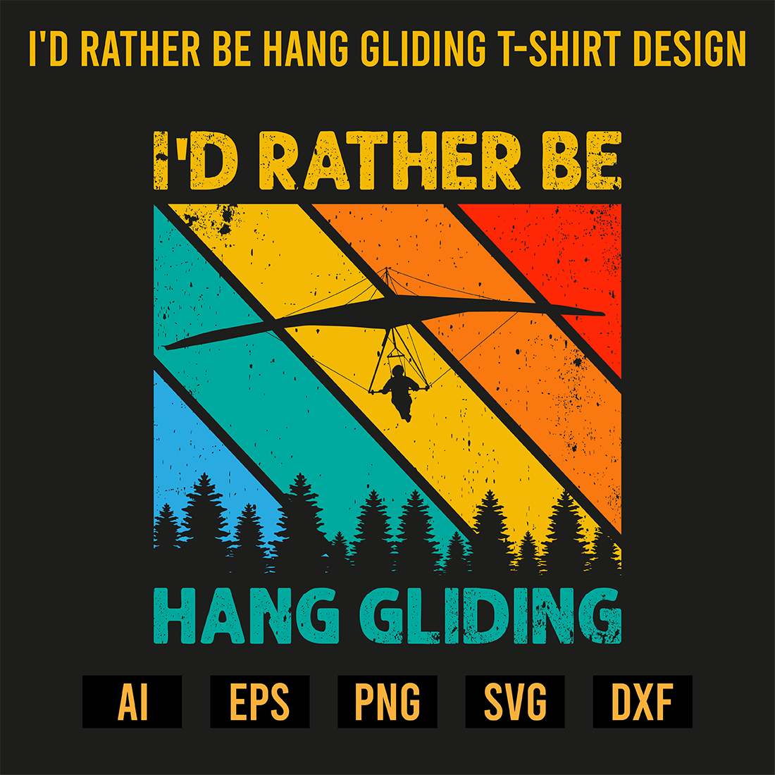 I'd Rather Be Hang Gliding T-Shirt Design preview image.