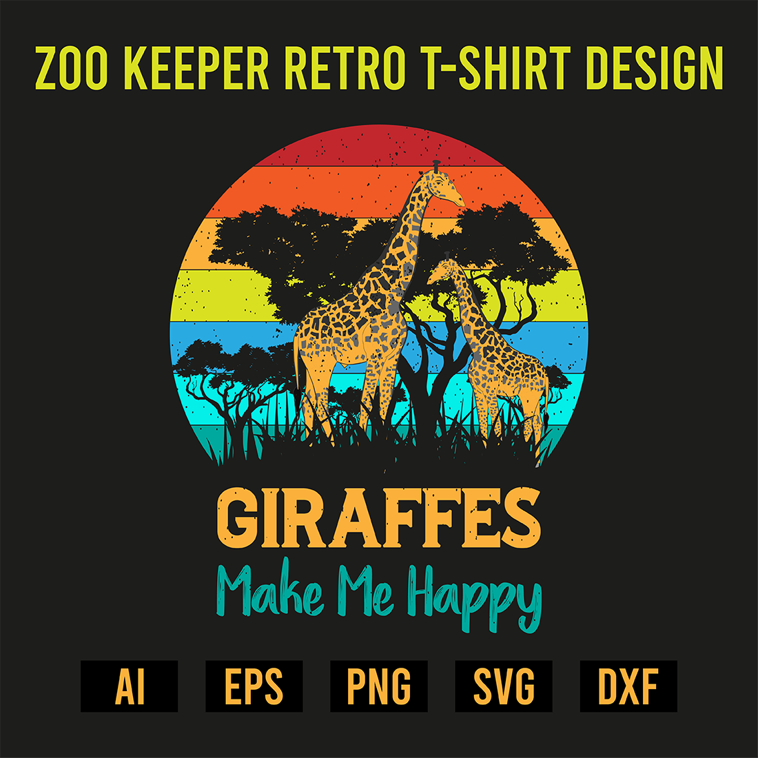 Zoo Keeper Retro T-Shirt Design preview image.