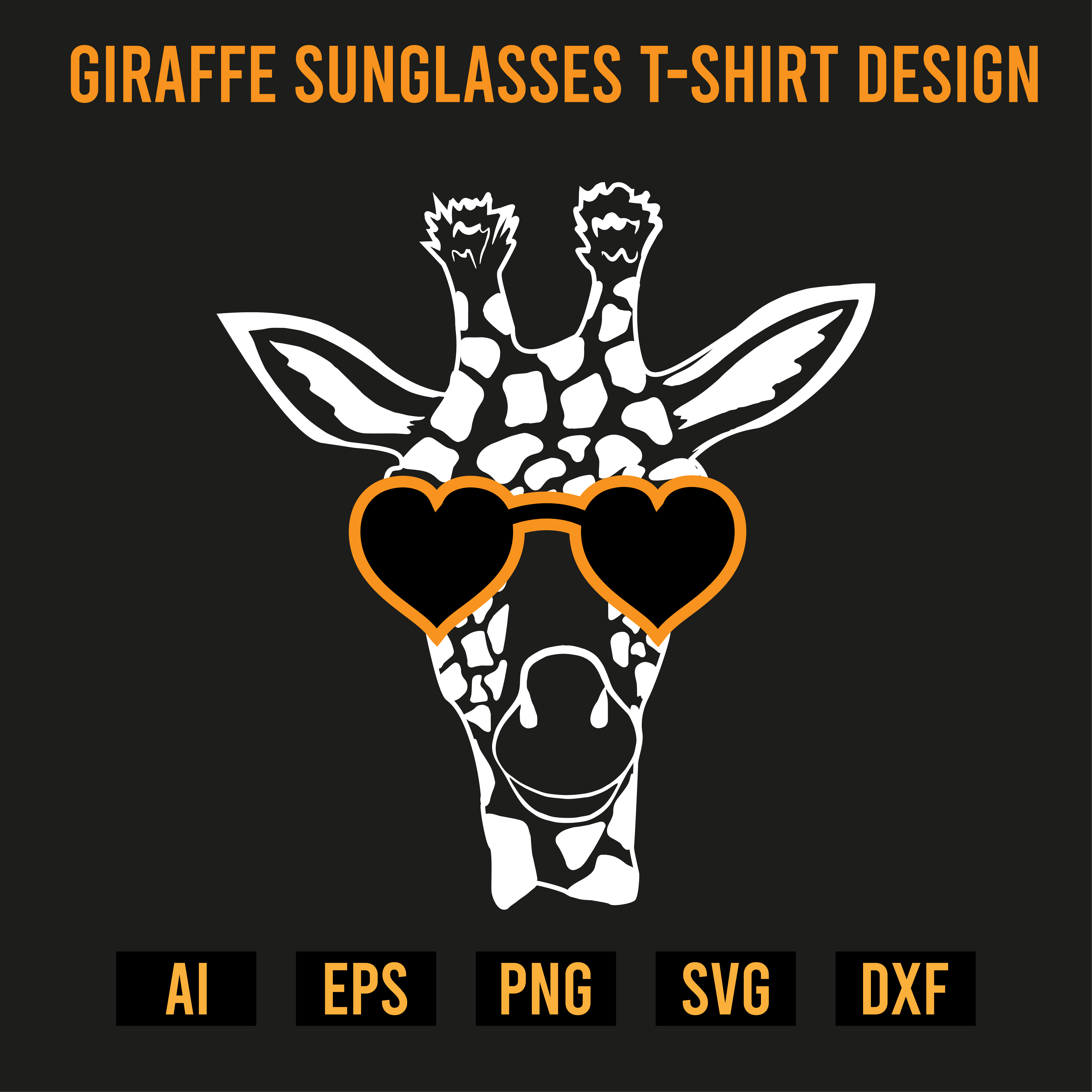 Giraffe Sunglasses T-Shirt Design preview image.