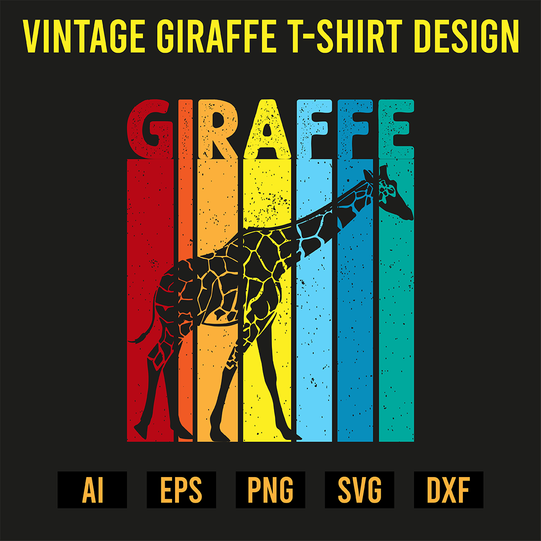 Vintage Giraffe T-Shirt Design preview image.