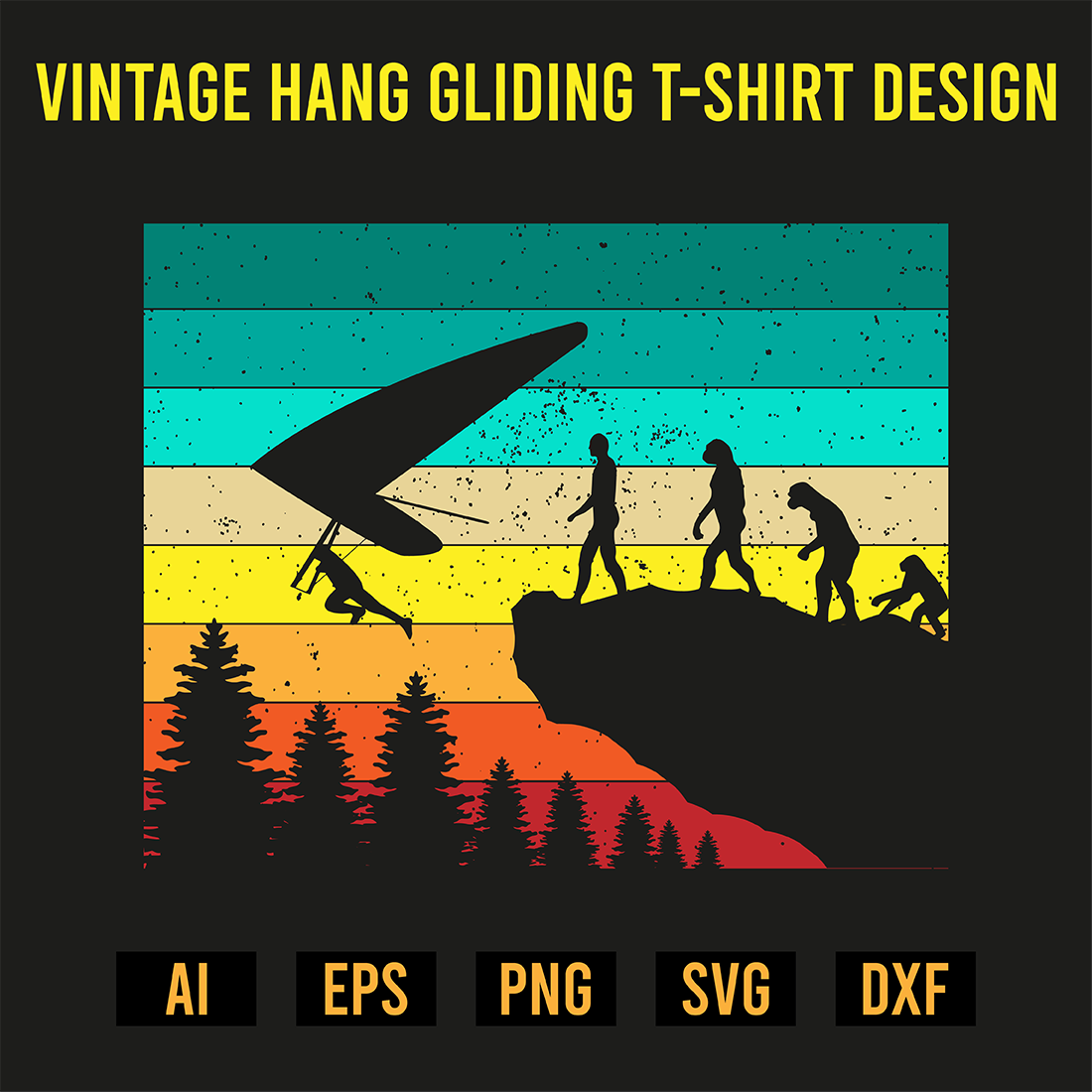 Vintage Hang Gliding T-Shirt Design preview image.