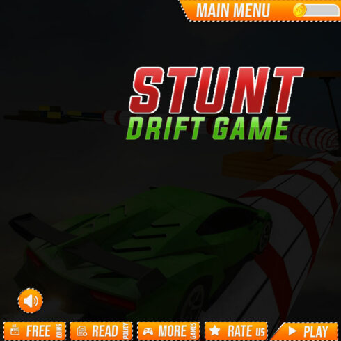 Racing Stunt Game UI Editable Template cover image.