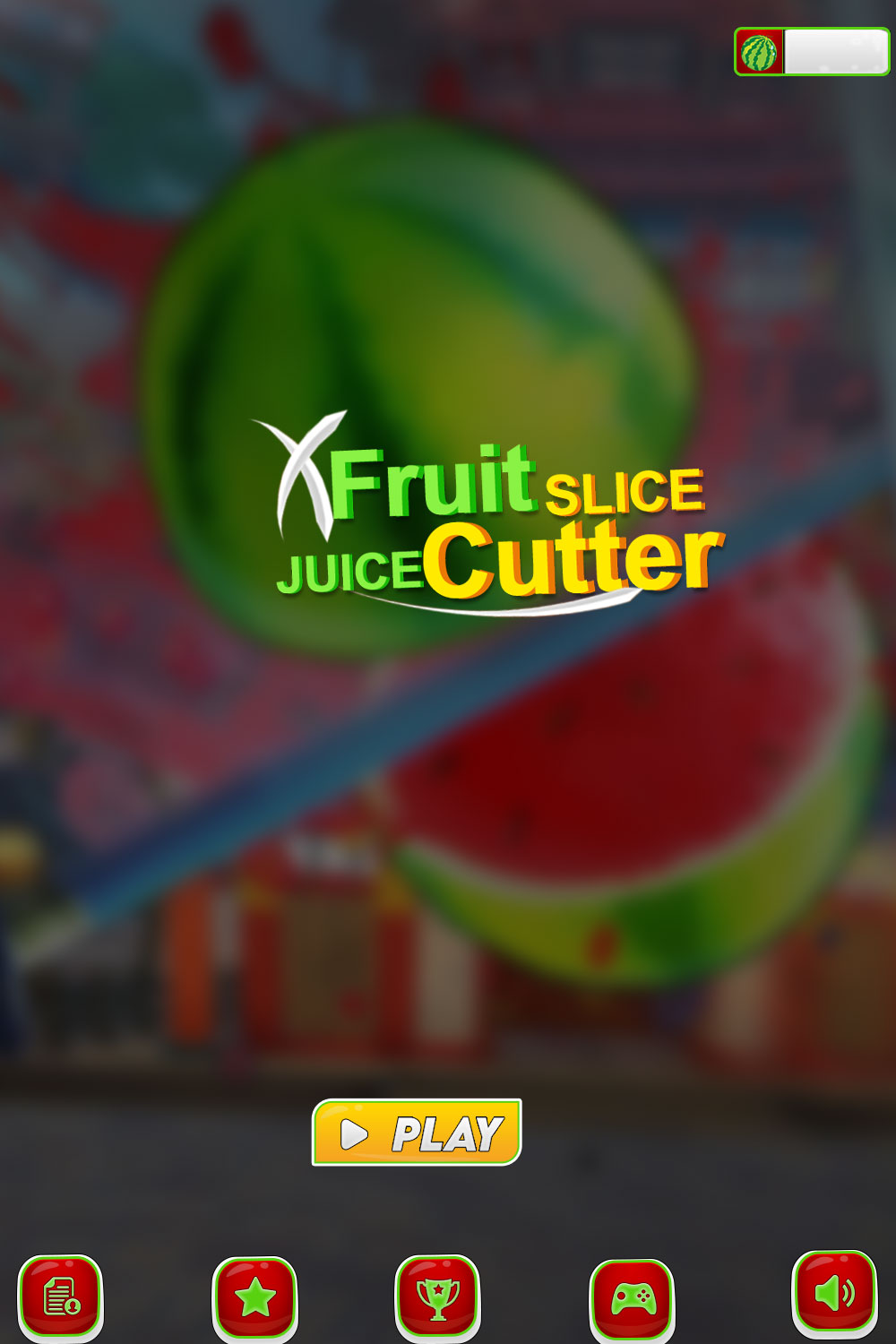 Fruit Cutter game UI Template pinterest preview image.