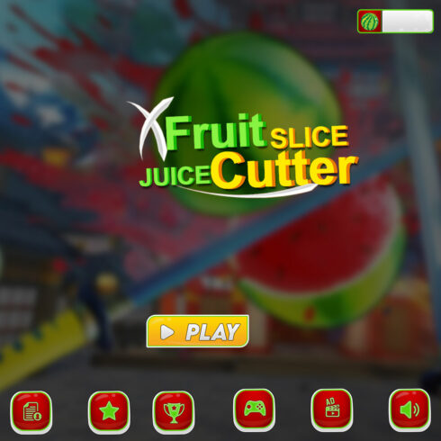 Fruit Cutter game UI Template cover image.
