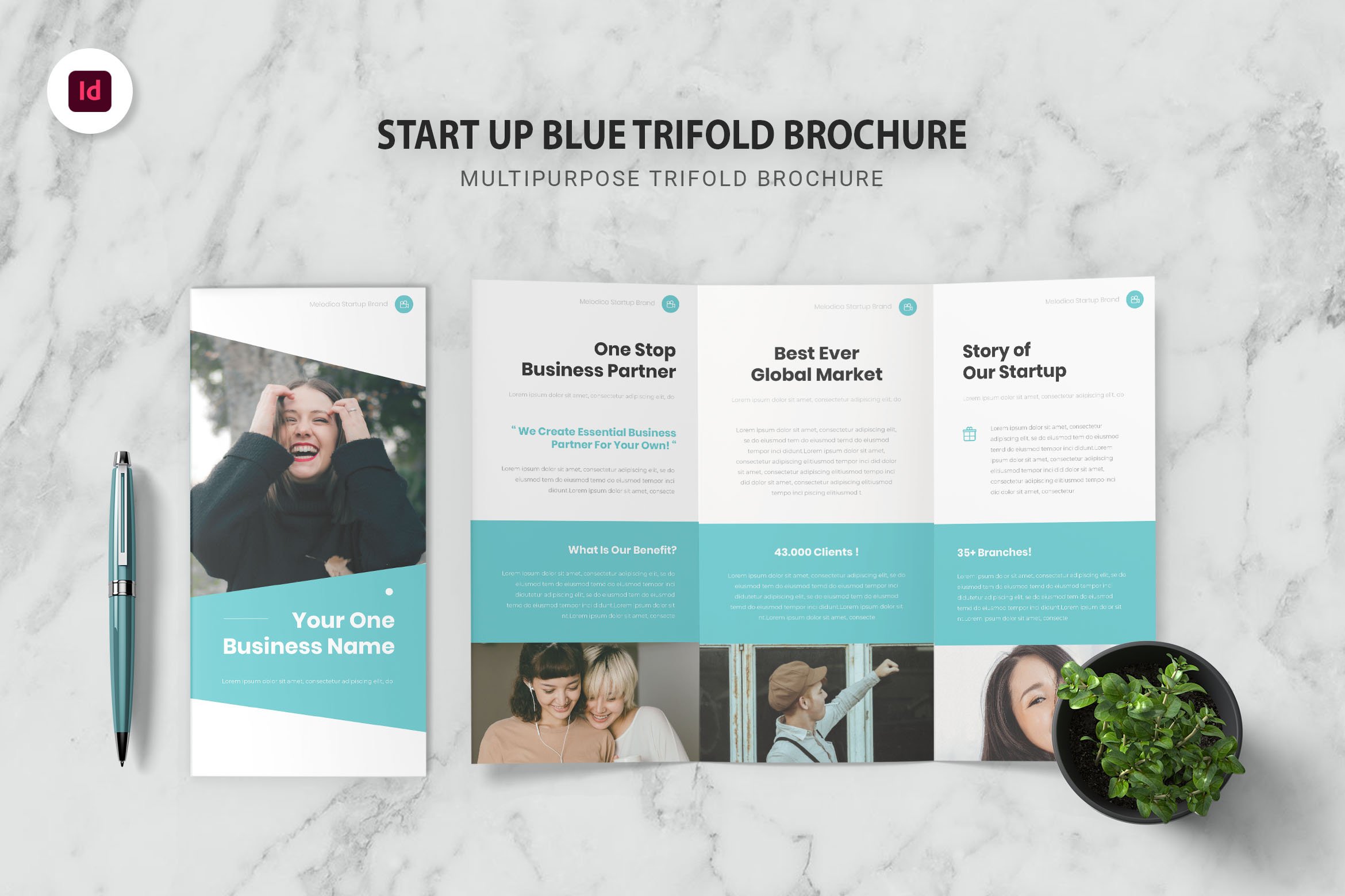 Startup Creative Trifold Brochure cover image.