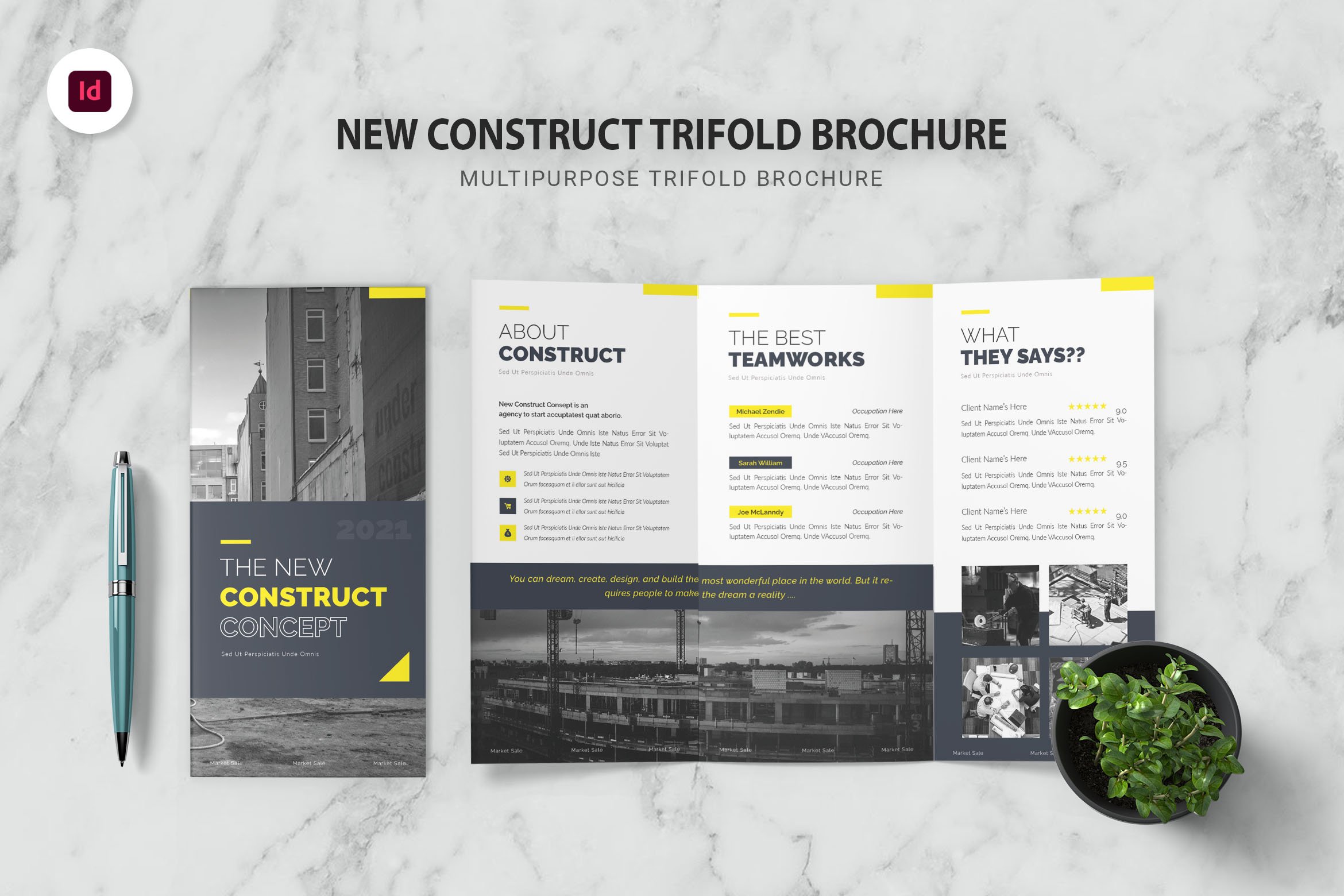 Construct Concept Trifold Brochure cover image.