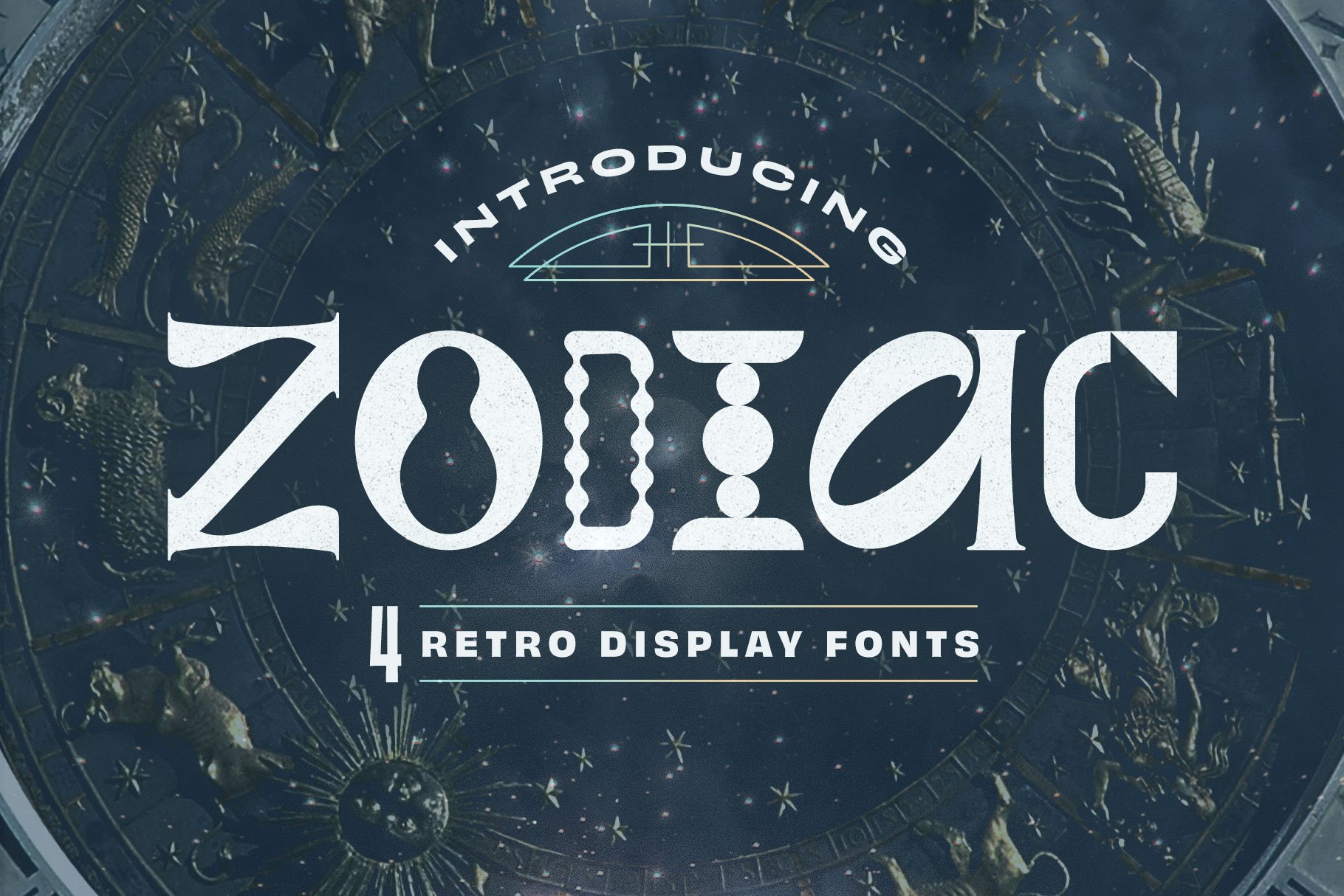 Zodiac - 4 Retro Display Fonts cover image.