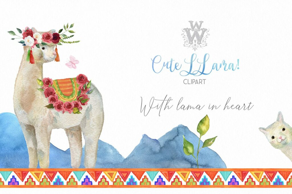 Cute watercolor llama alpaca clipart – MasterBundles