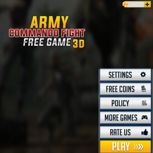 Army Commando Fight game UI Editable Template cover image.