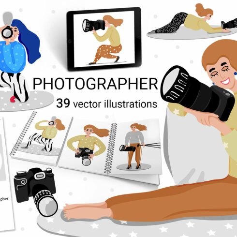 Illustrations Woman Photographer Eps cover image.