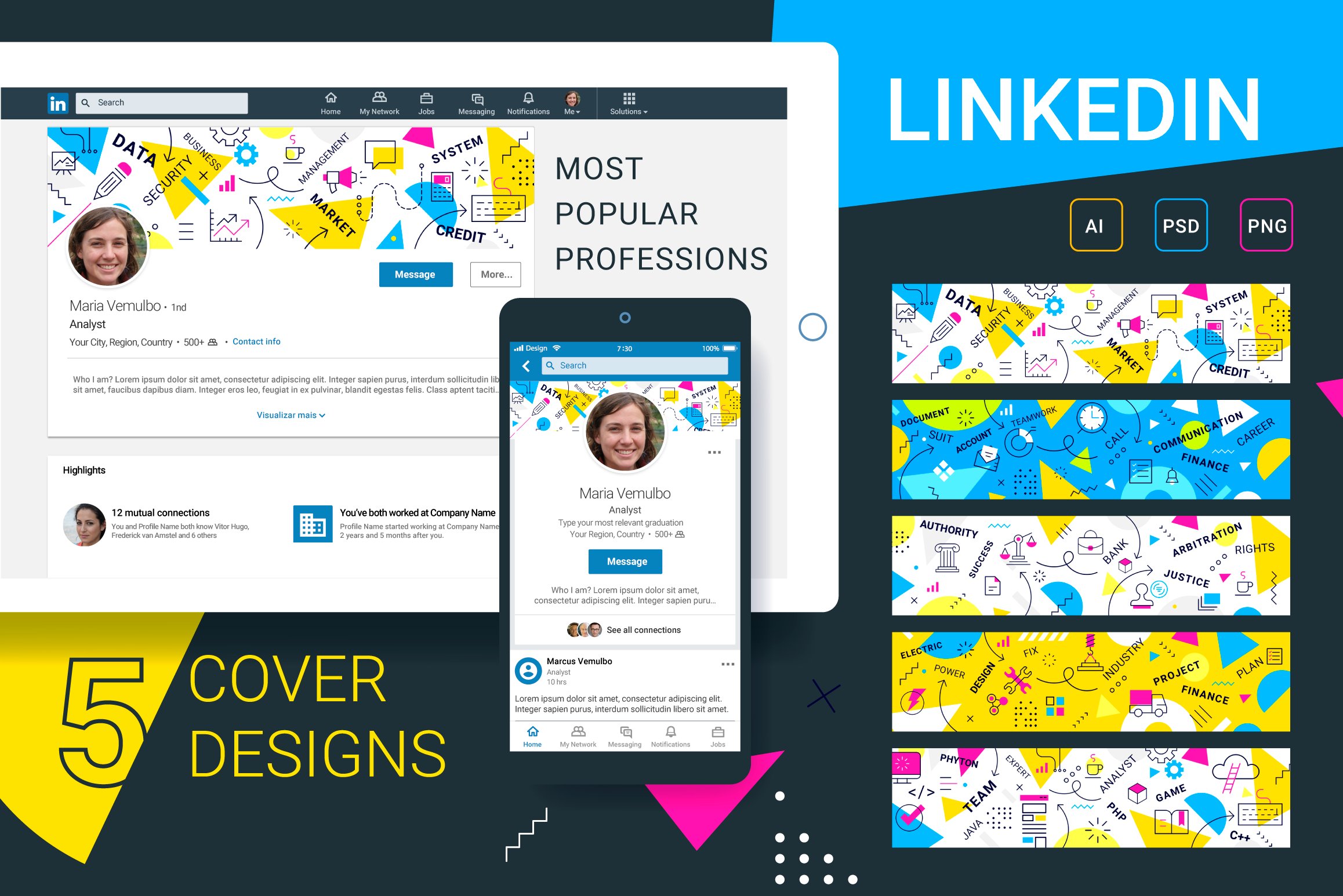 Linkedin| cover designs set cover image.