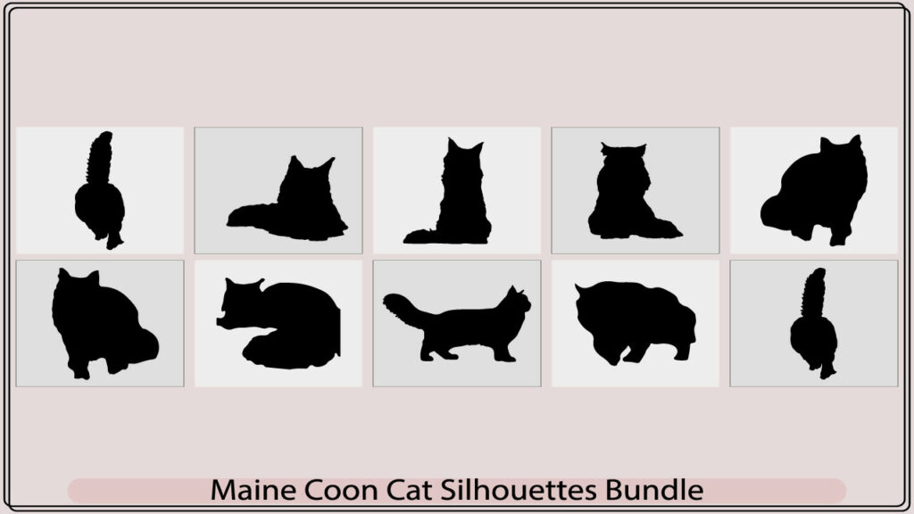 Cat silhouettes,Maine Coon cat icons and silhouettes,Sitting Maine Coon ...