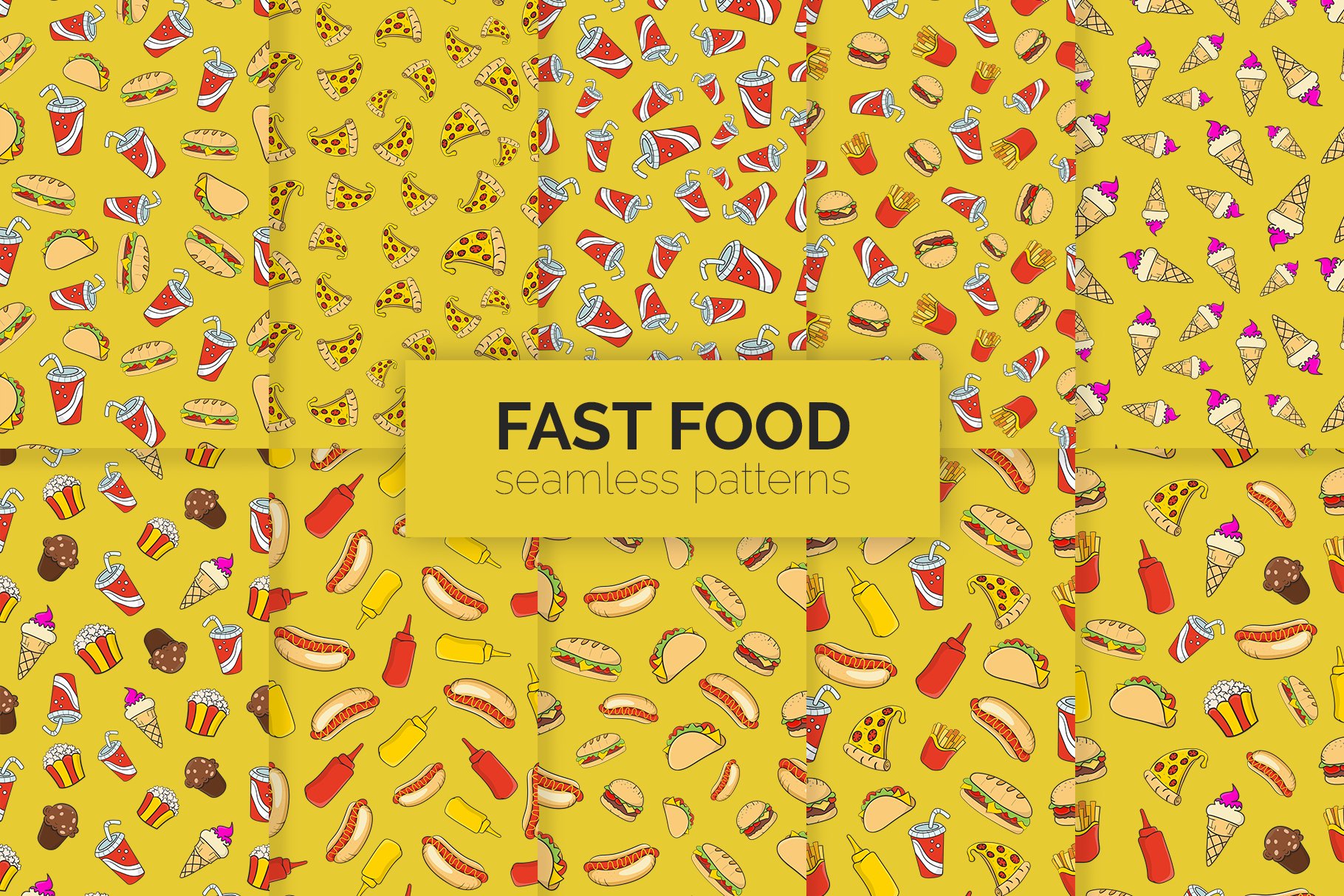 Fast Food Seamless Patterns cover image.