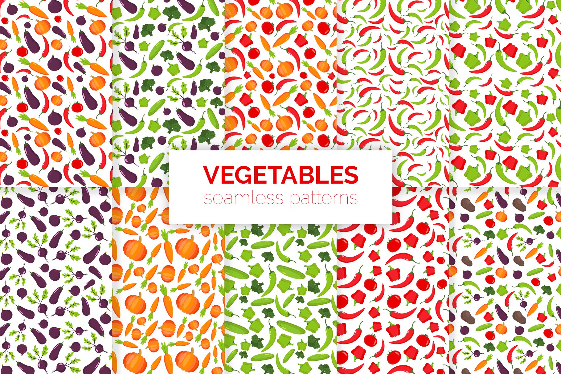 Vegetables Seamless Patterns cover image.