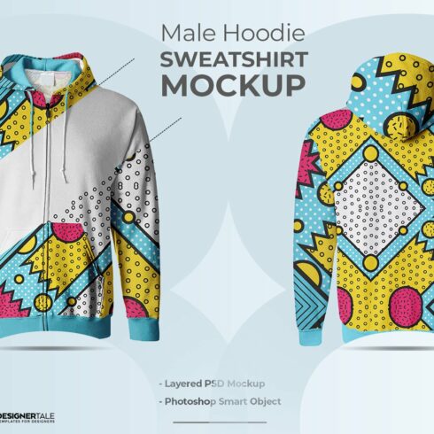 Male Hoodie Sweatshirt Mockup cover image.