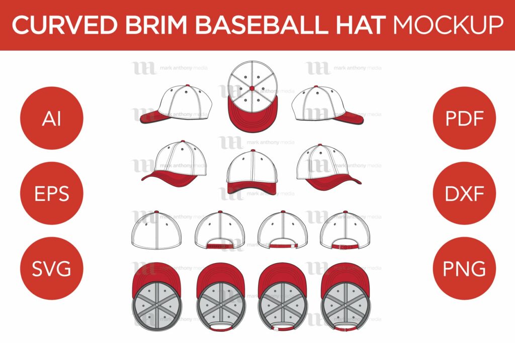 Curved Brim Baseball Hats - Template – MasterBundles