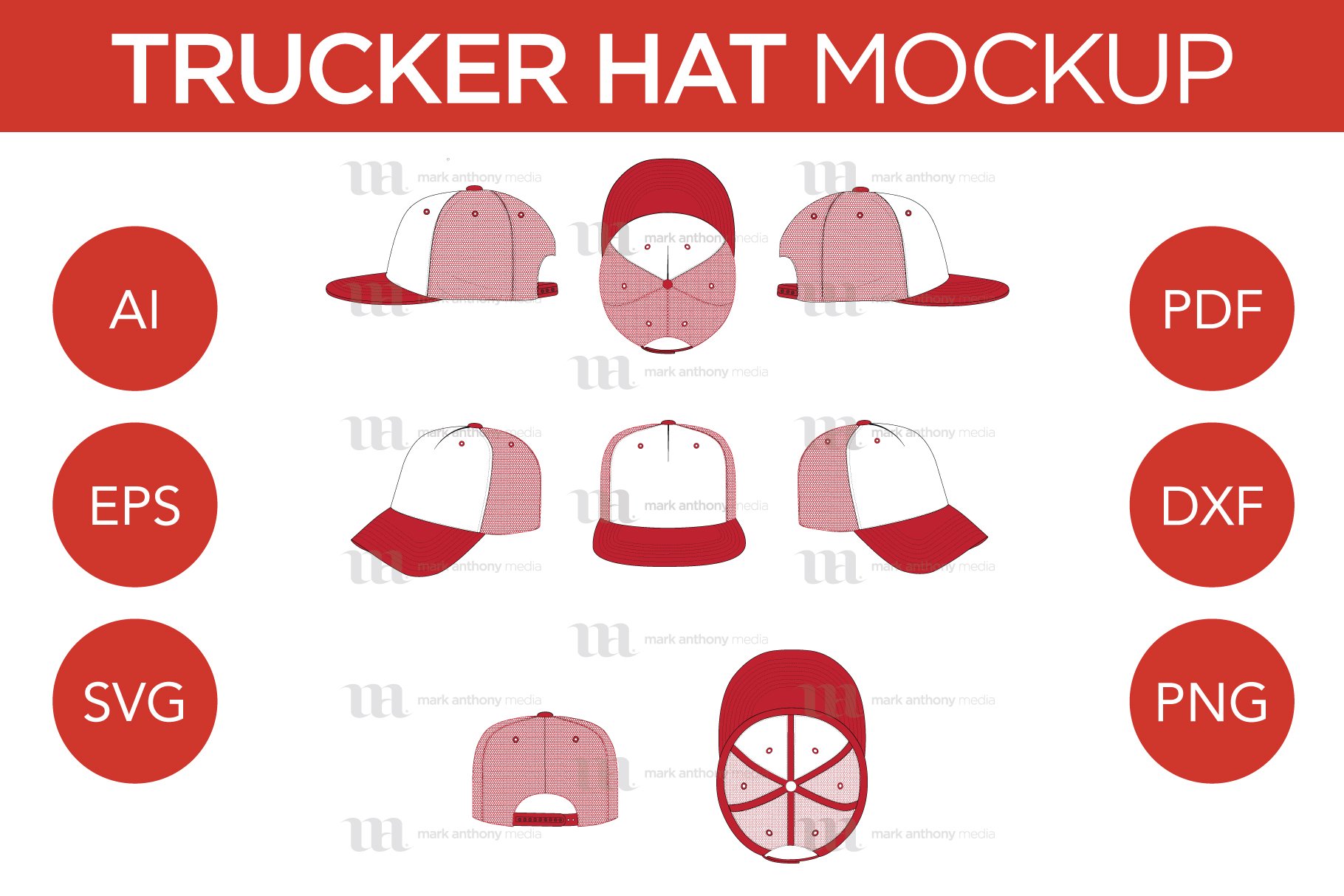 Trucker Hat - Vector Template Mockup cover image.