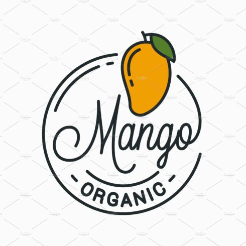 Mango fruit logo. Round linear logo. cover image.