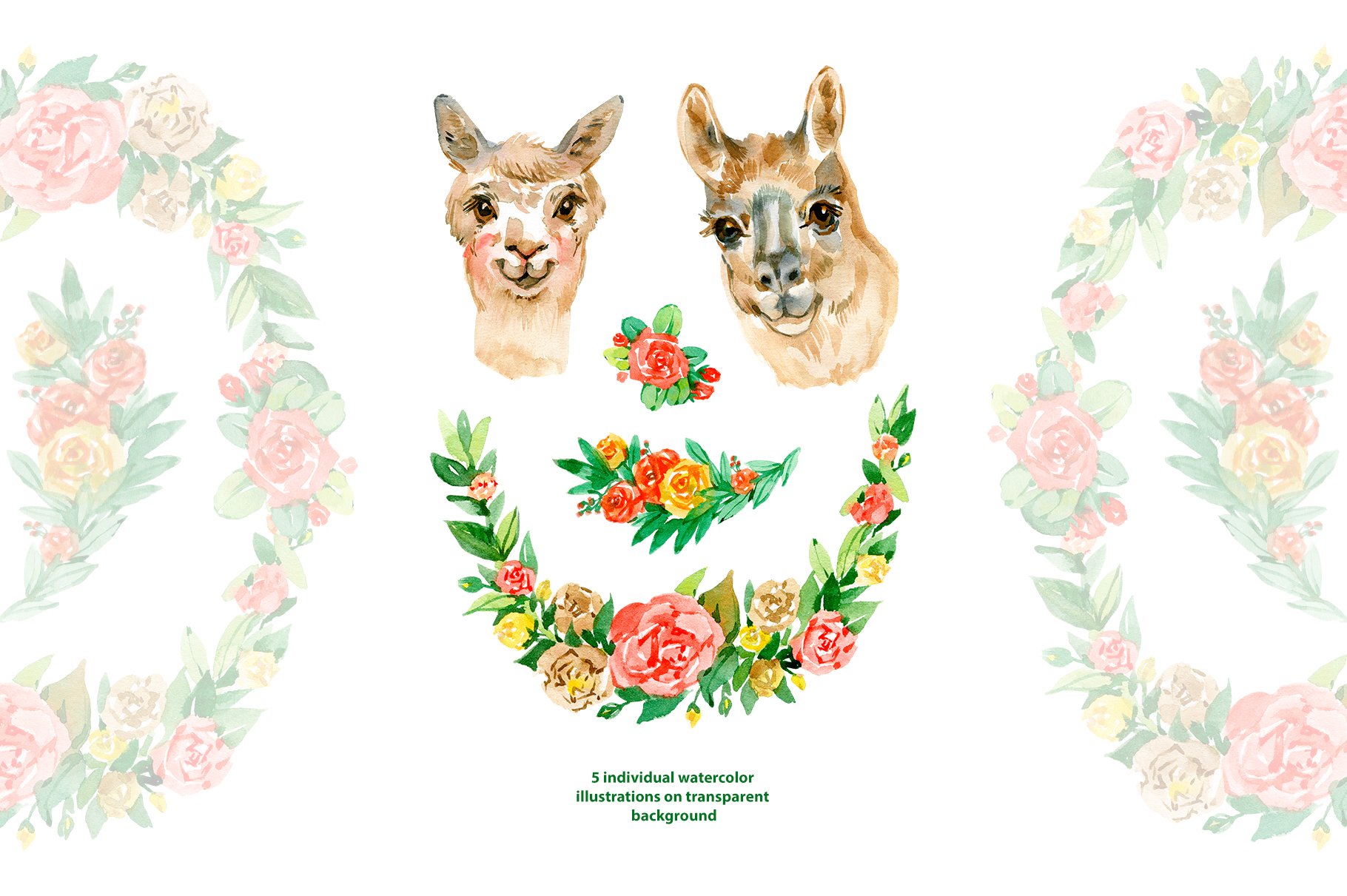 Watercolor llama couple clipart preview image.
