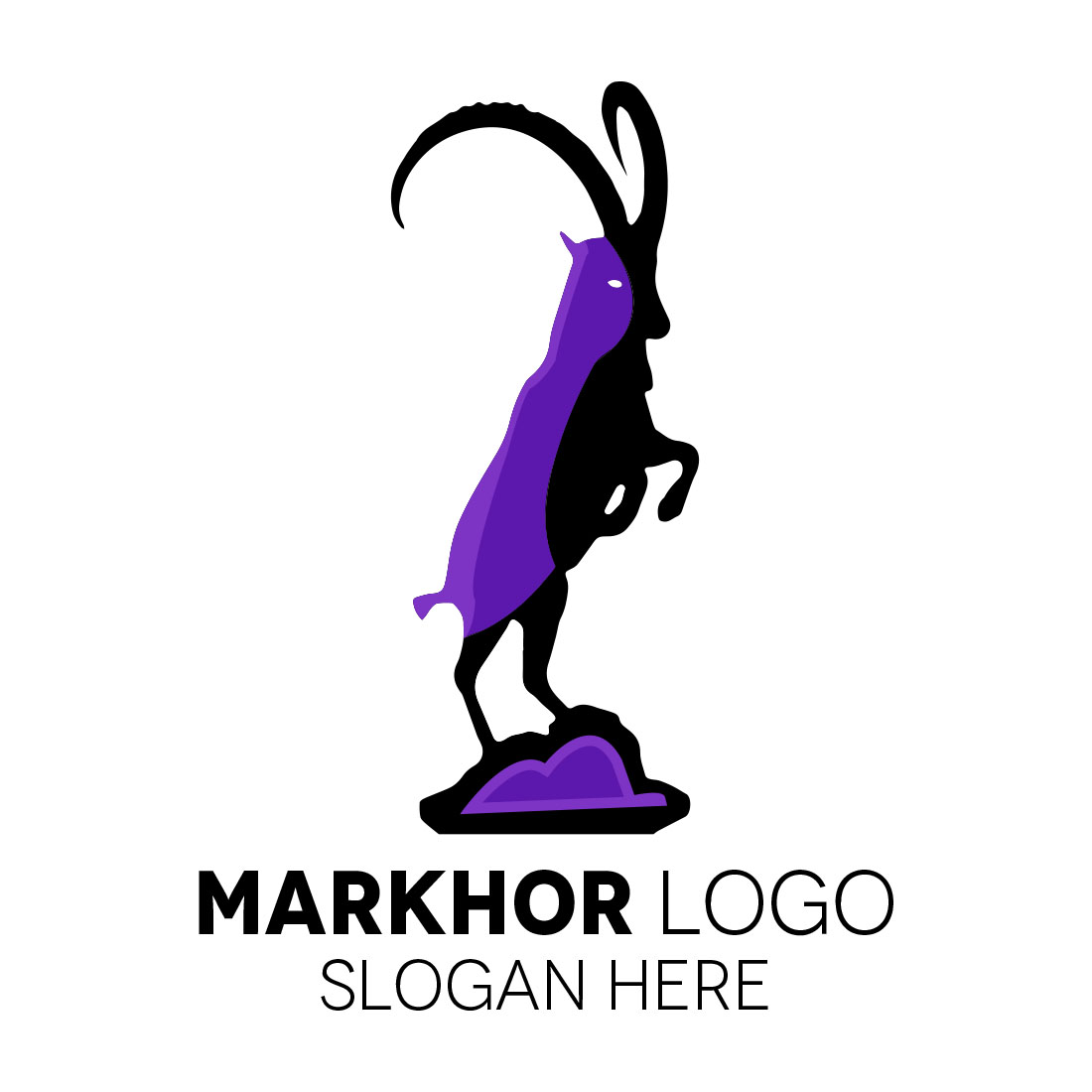 Markhor Mascot Logo Template Design preview image.