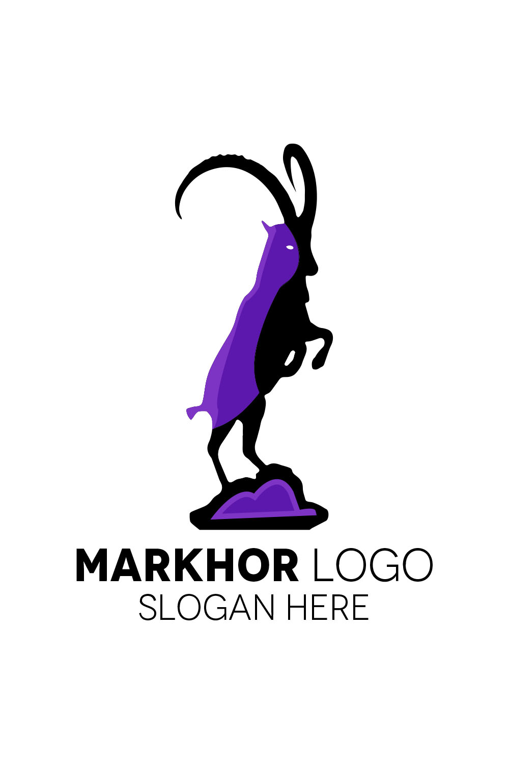 Markhor Mascot Logo Template Design pinterest preview image.