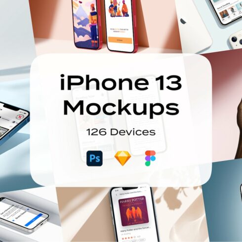 iPhone 13 mockup Psd Sketch Figma cover image.