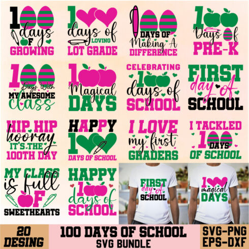 100 Days Of School Svg Bundle cover image.