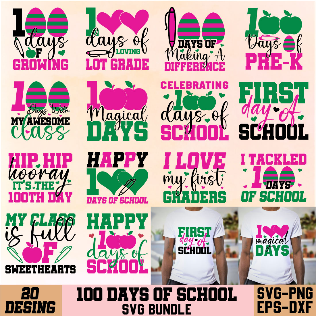 100 Days Of School Svg Bundle preview image.